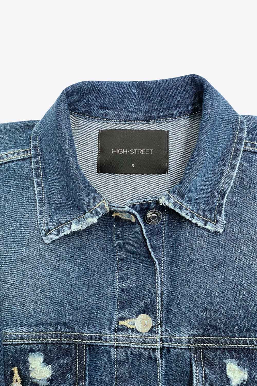 Chamarra de denim fit oversized con rotos