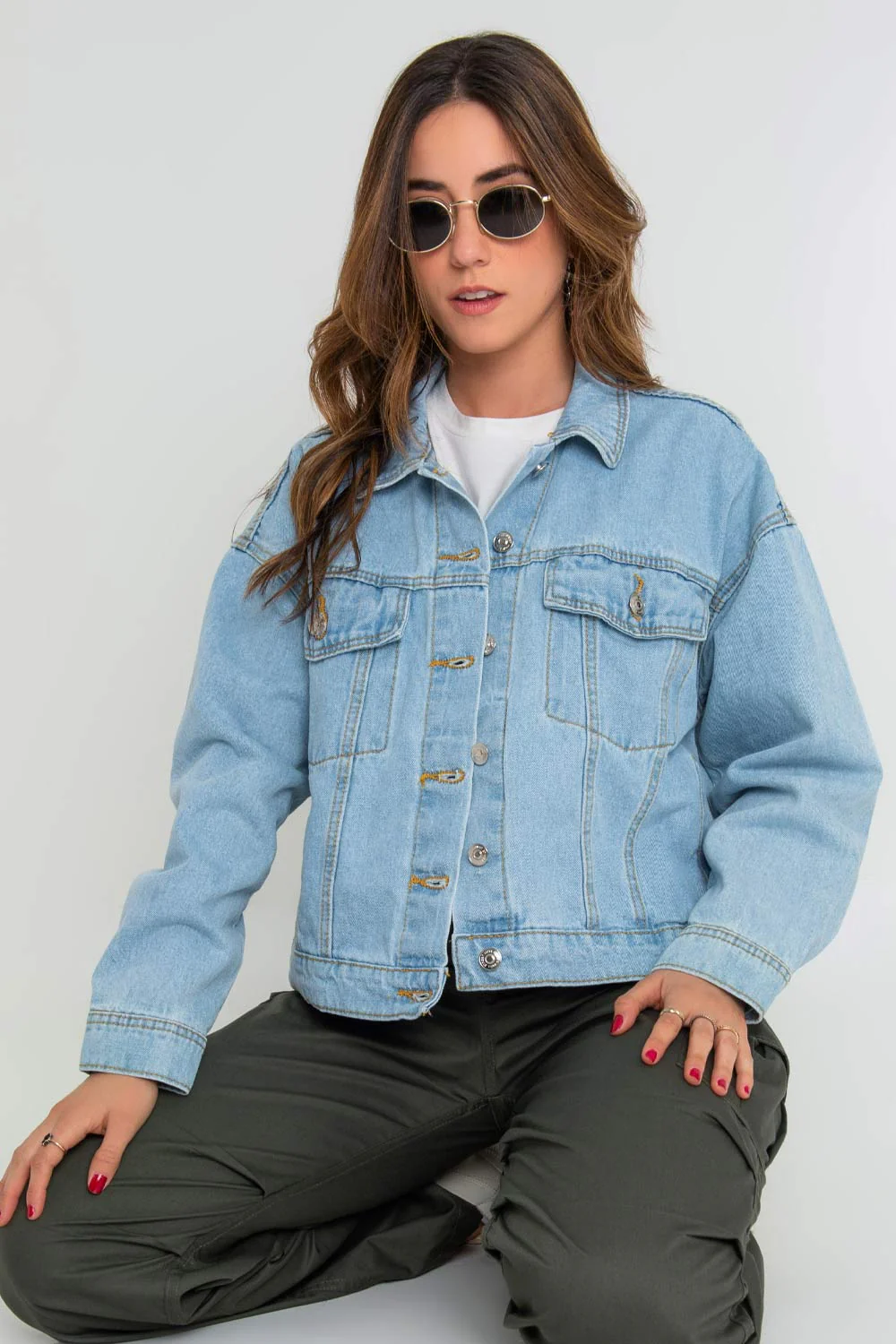 Chamarra de denim fit oversized
