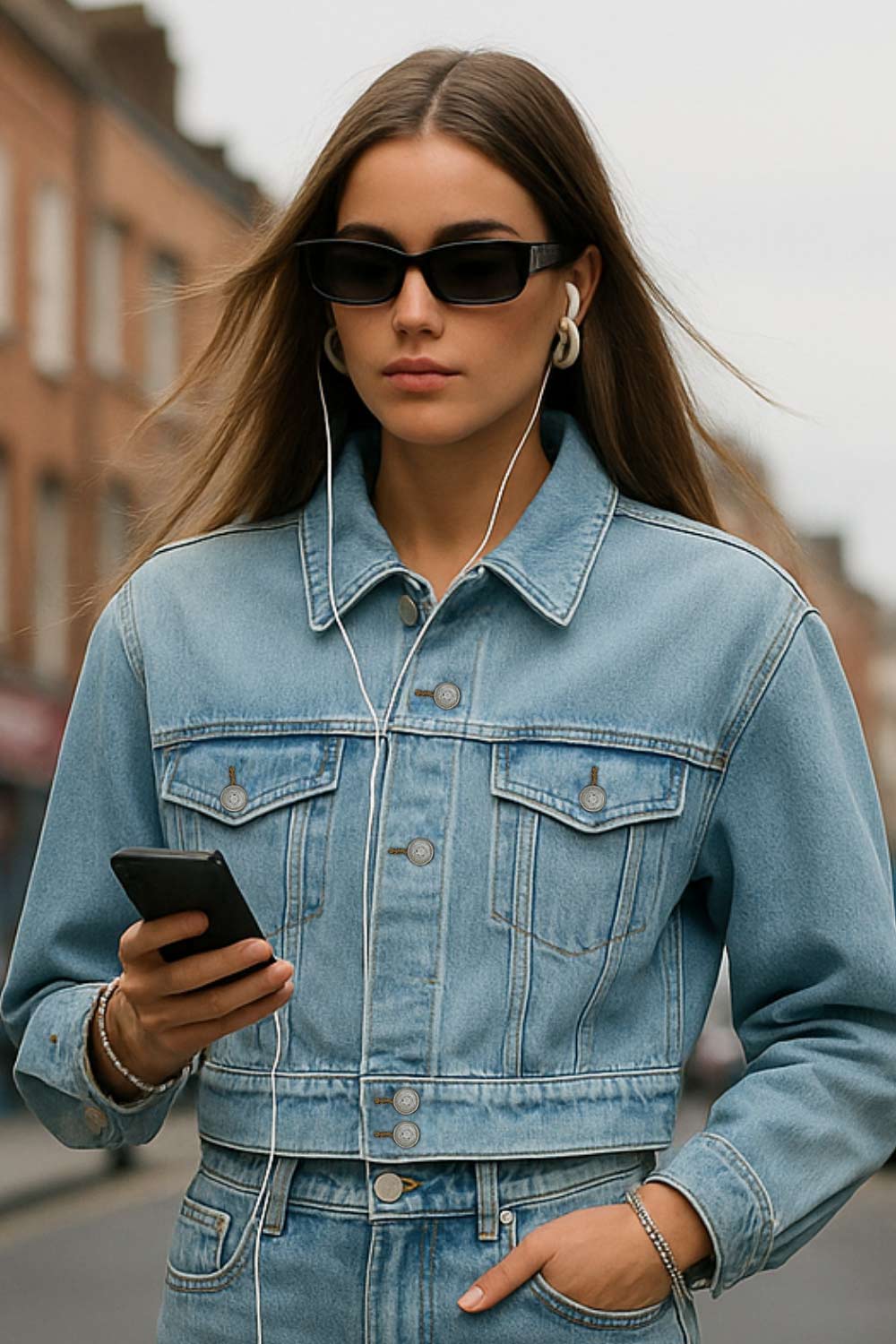 Chamarra corta de denim fit oversized