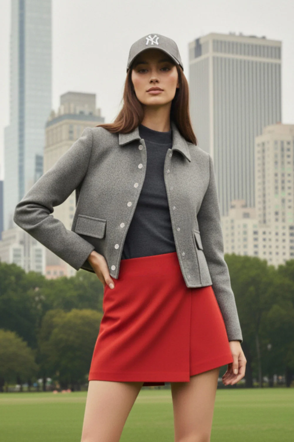 Abrigo corto de fit recto con bolsillos