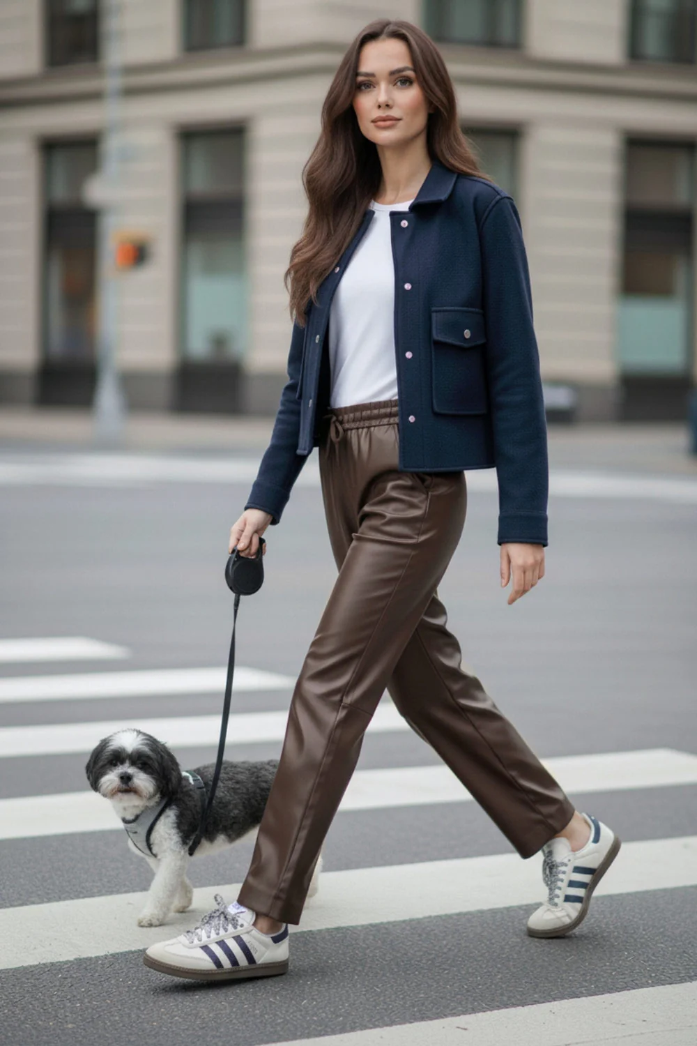 Chamarra corta recta con cuello botones