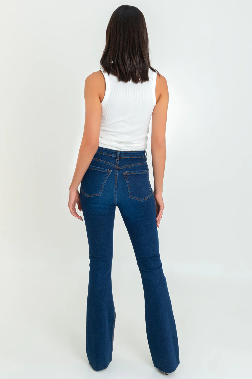 Pantalón boot cut de denim cintura alta