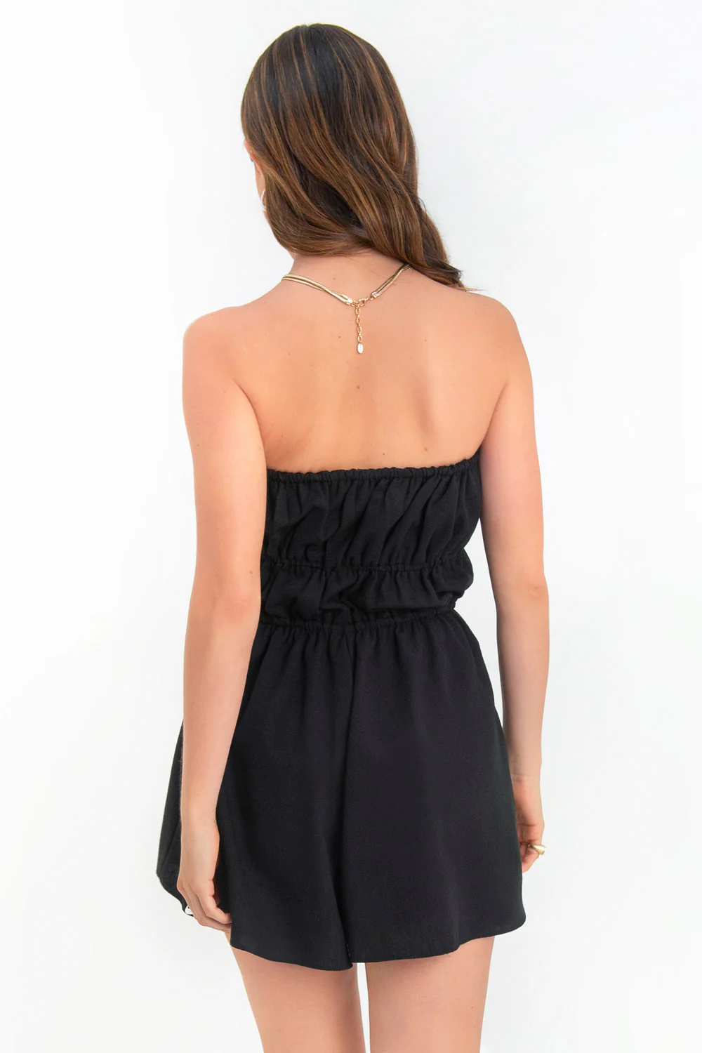Playsuit strapless escote con lazos cut out