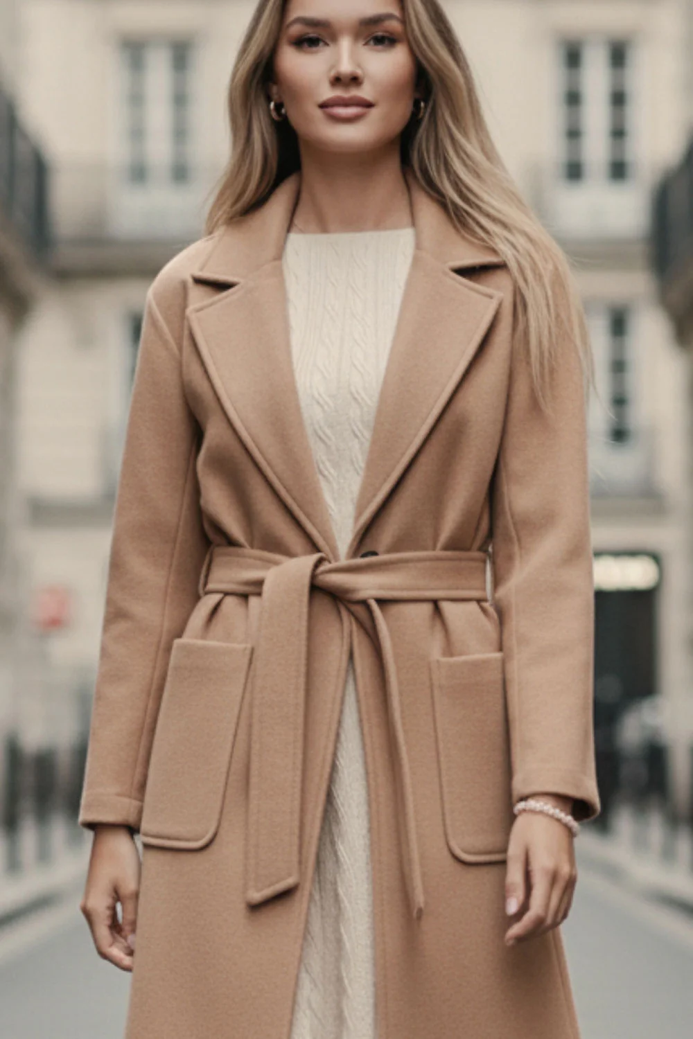 Abrigo cinturón bolsillos