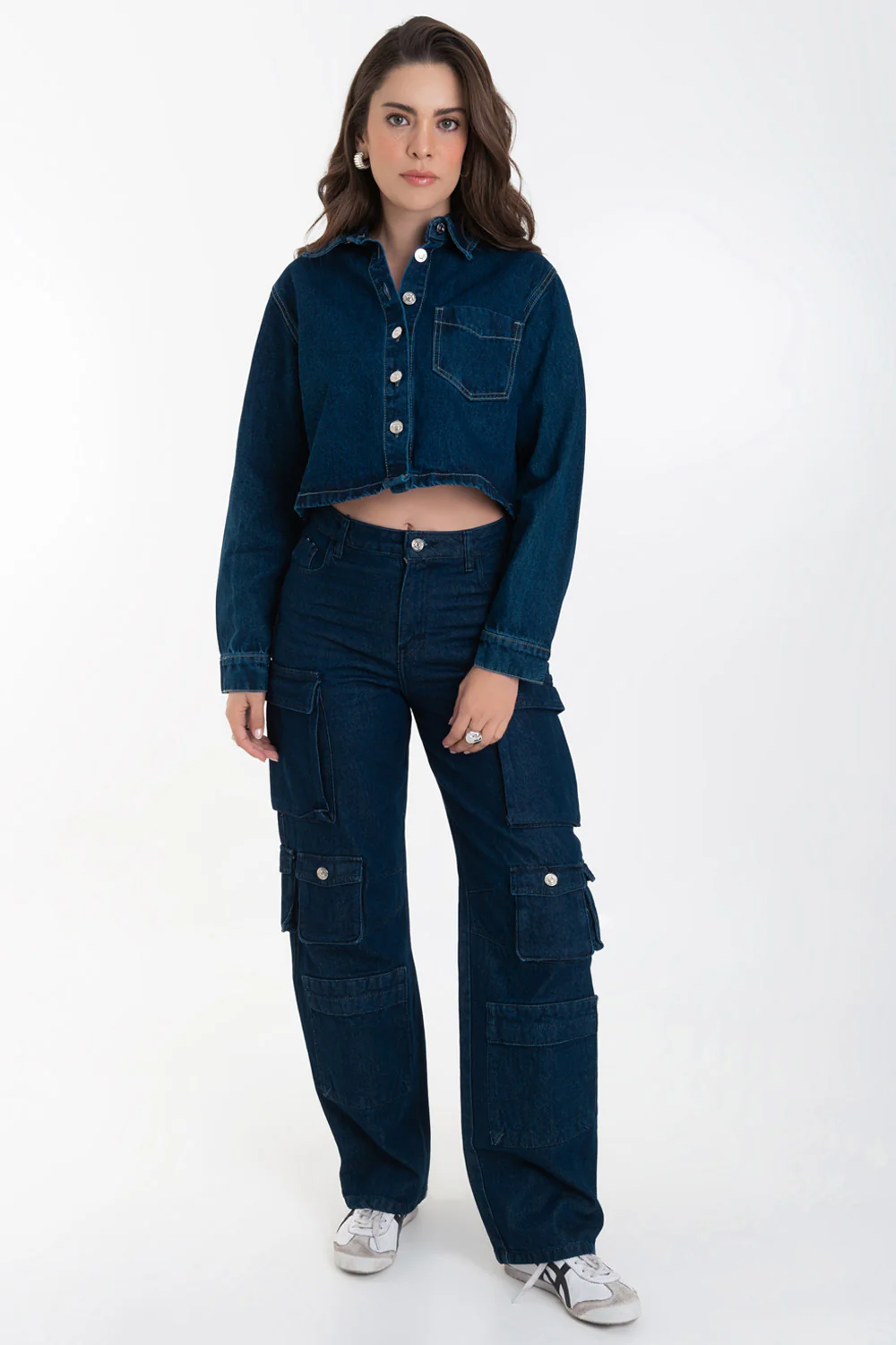 Chamarra corta de denim fit recto