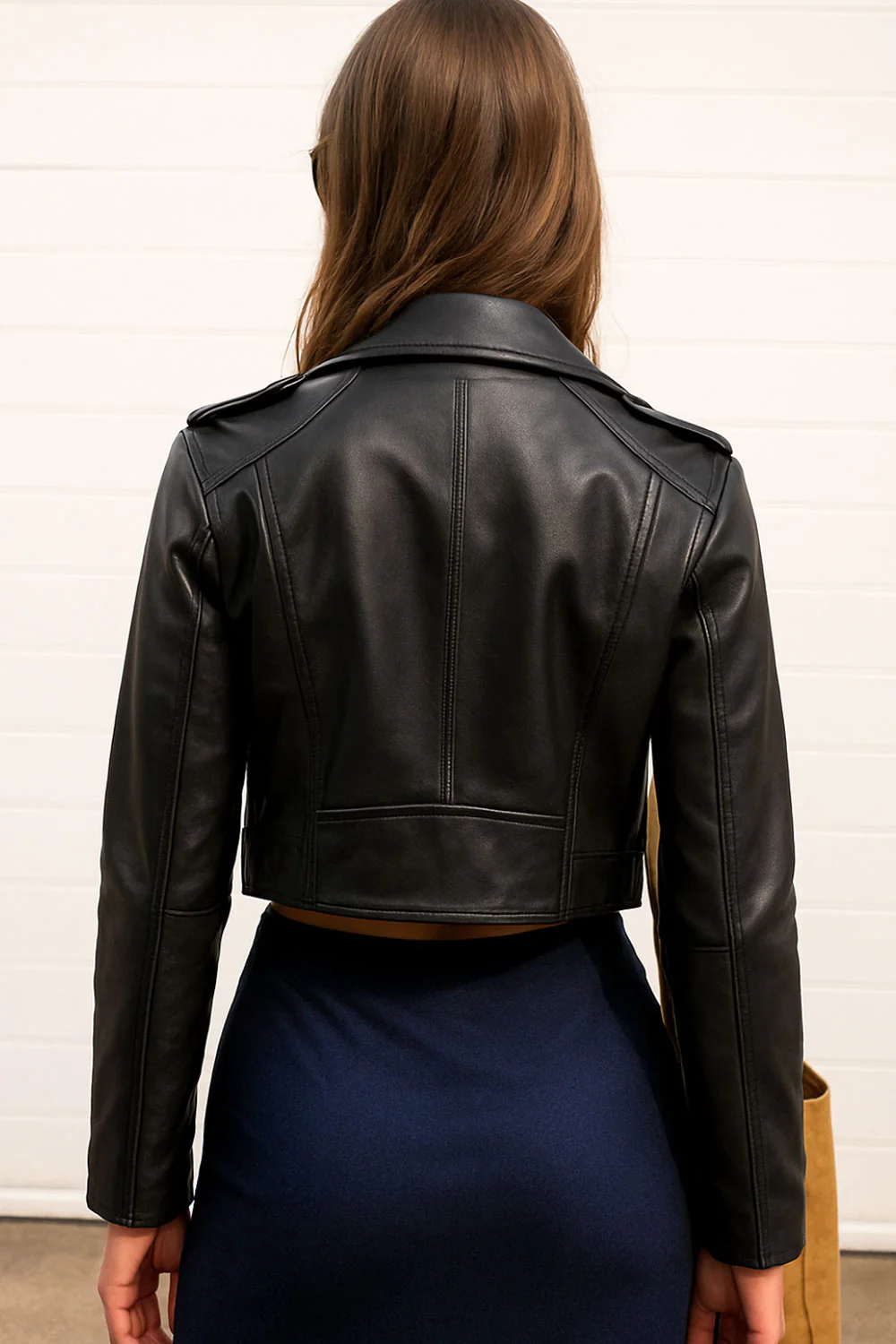 Chamarra biker efecto piel