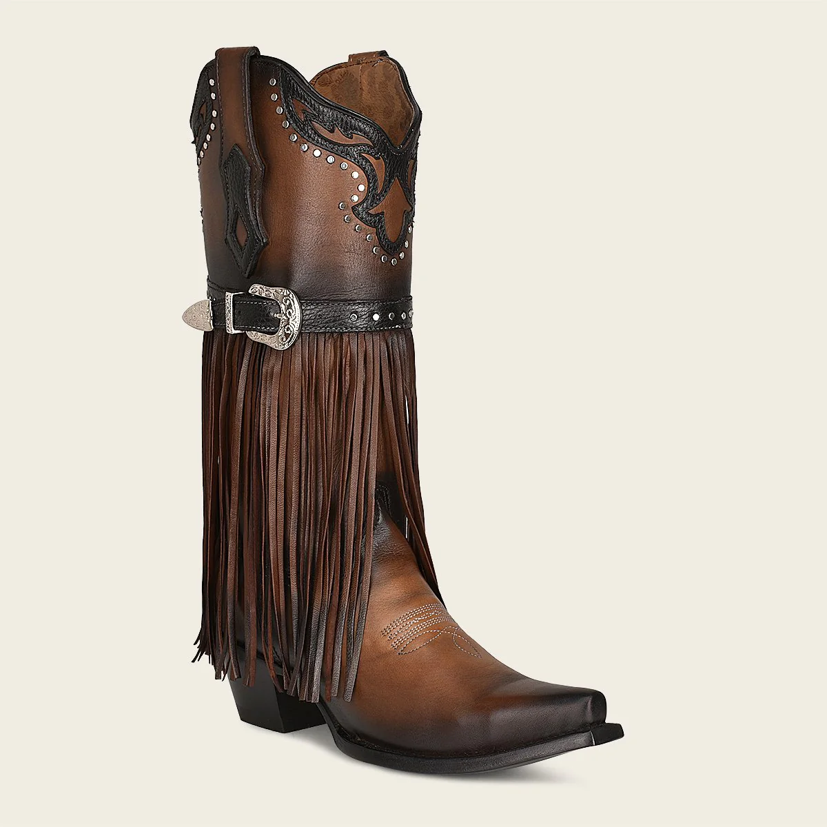Bota western en piel genuina para dama