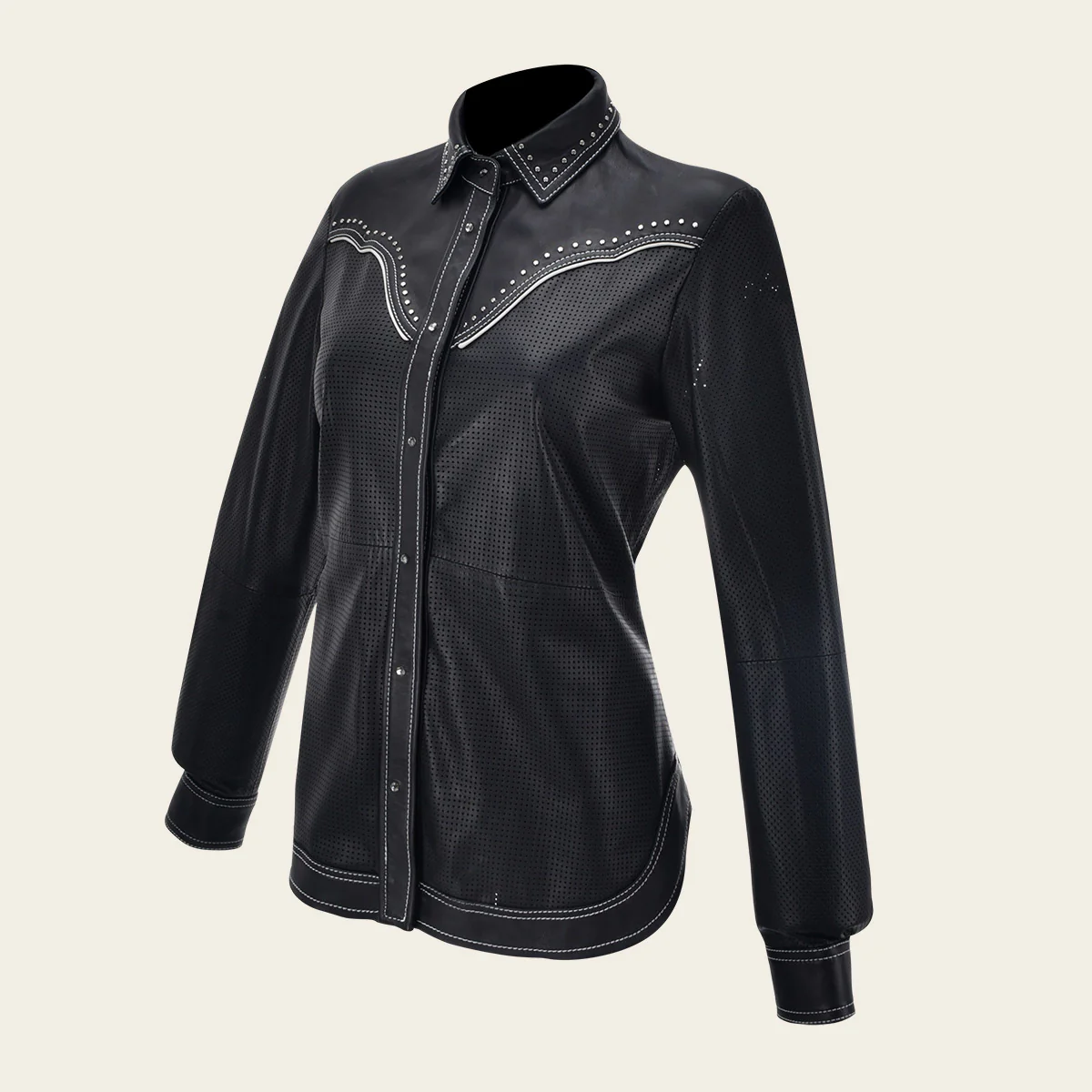 Camisola en piel genuina de ovino para dama