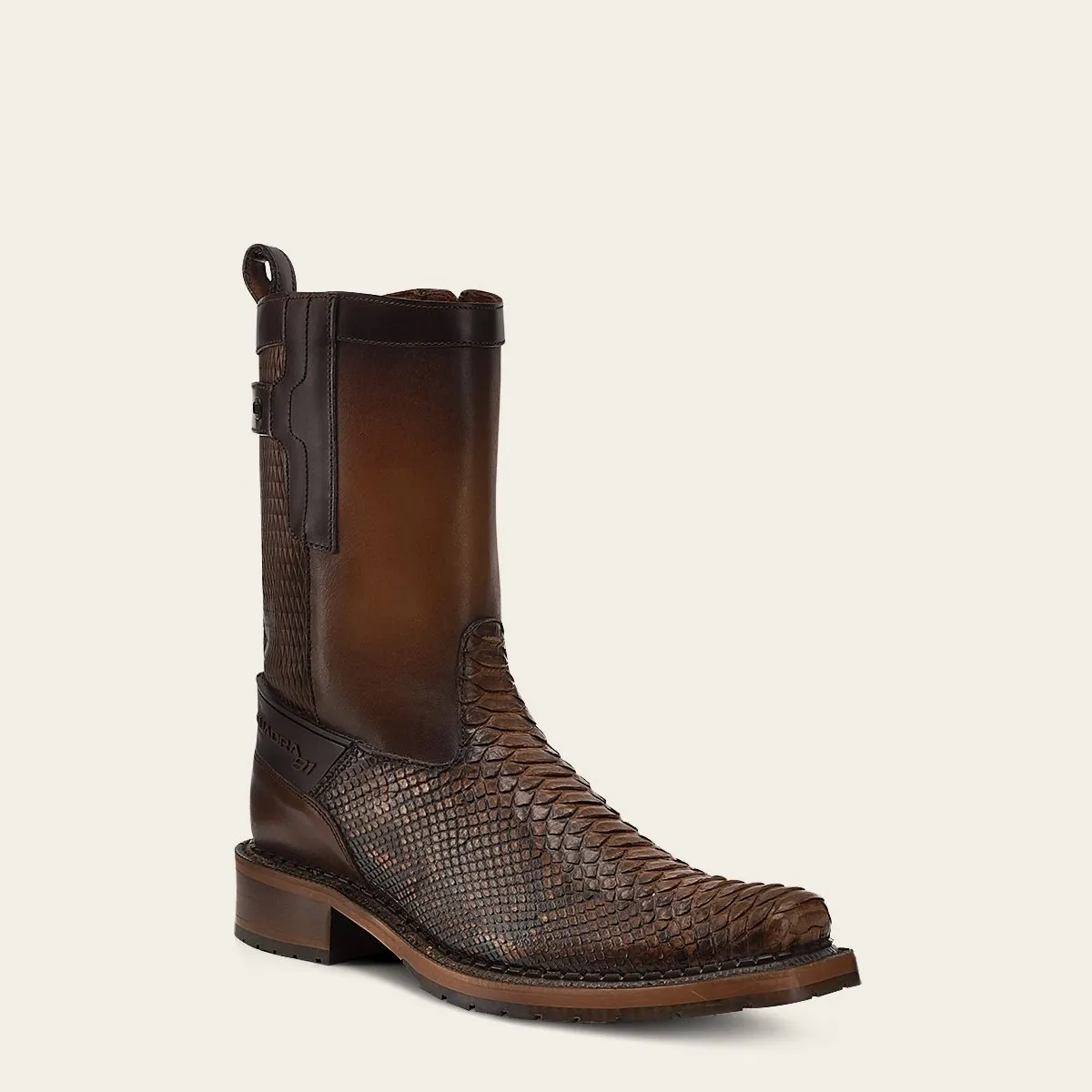 Bota en piel genuina de pitón.