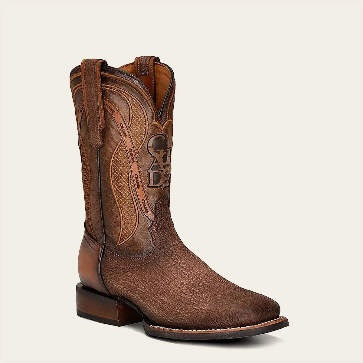 Bota rodeo en piel genuina de tiburón.