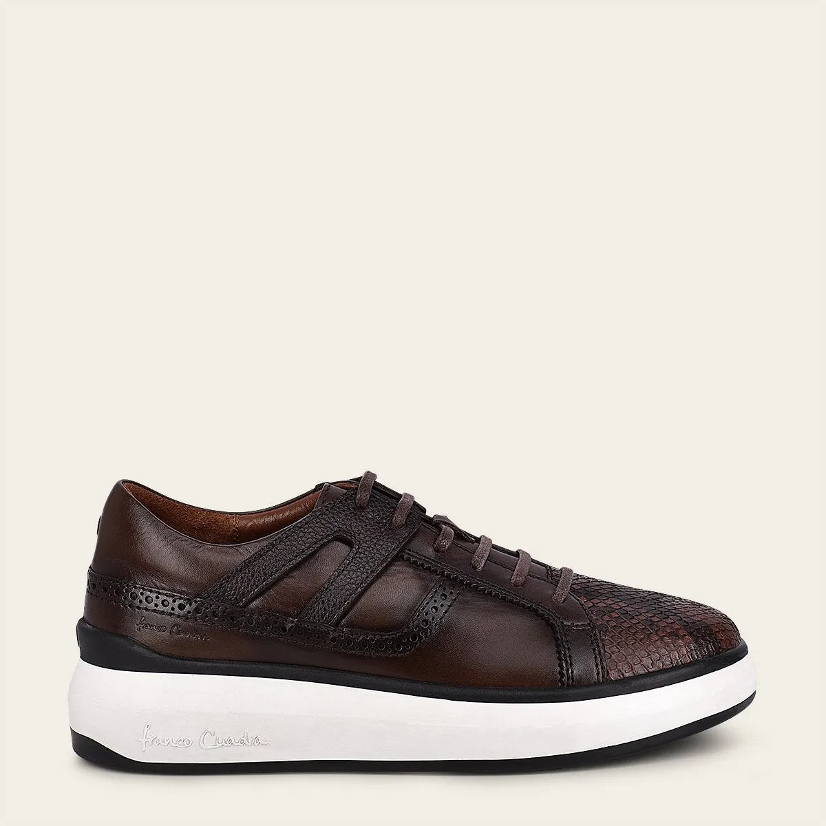 Sneakers en piel genuina de pitón