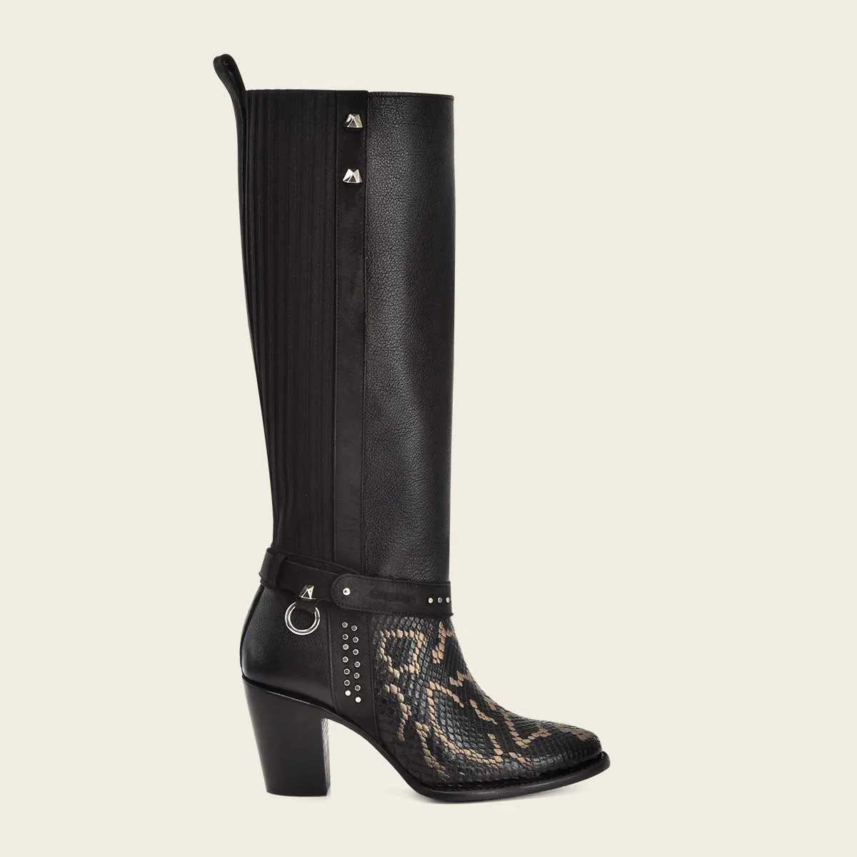 Bota casual en piel genuina de pitón para dama