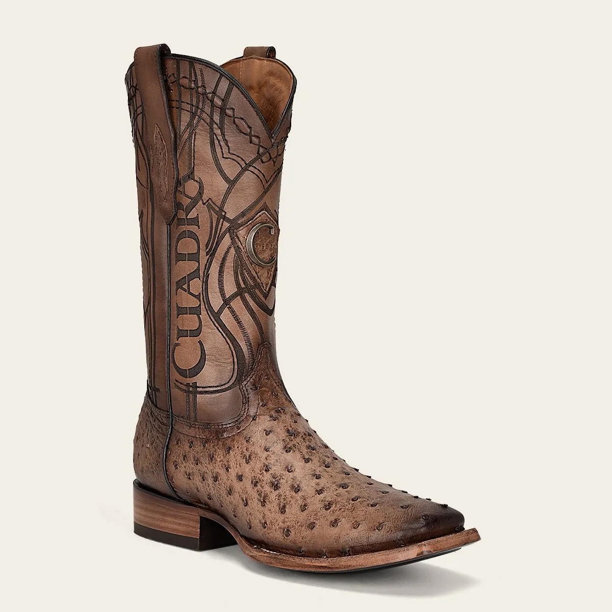 Bota rodeo en piel de avestruz.