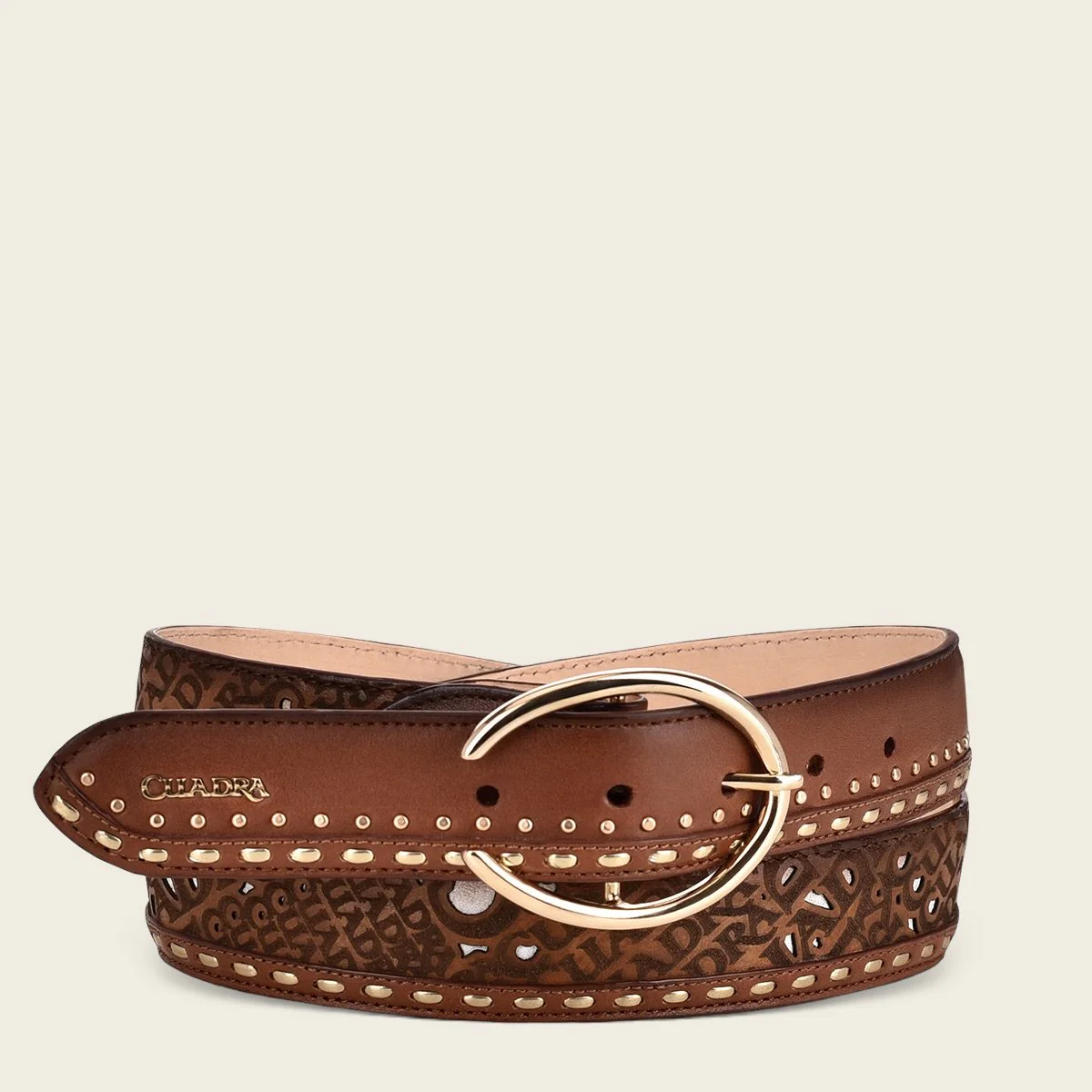 Cinturón casual para dama en piel genuina