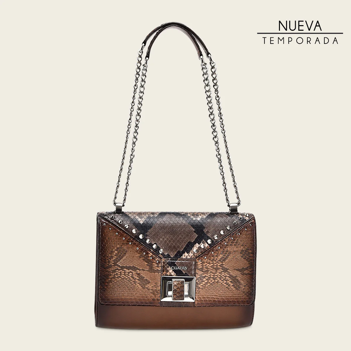 Crossbody en piel genuina de pitón para dama