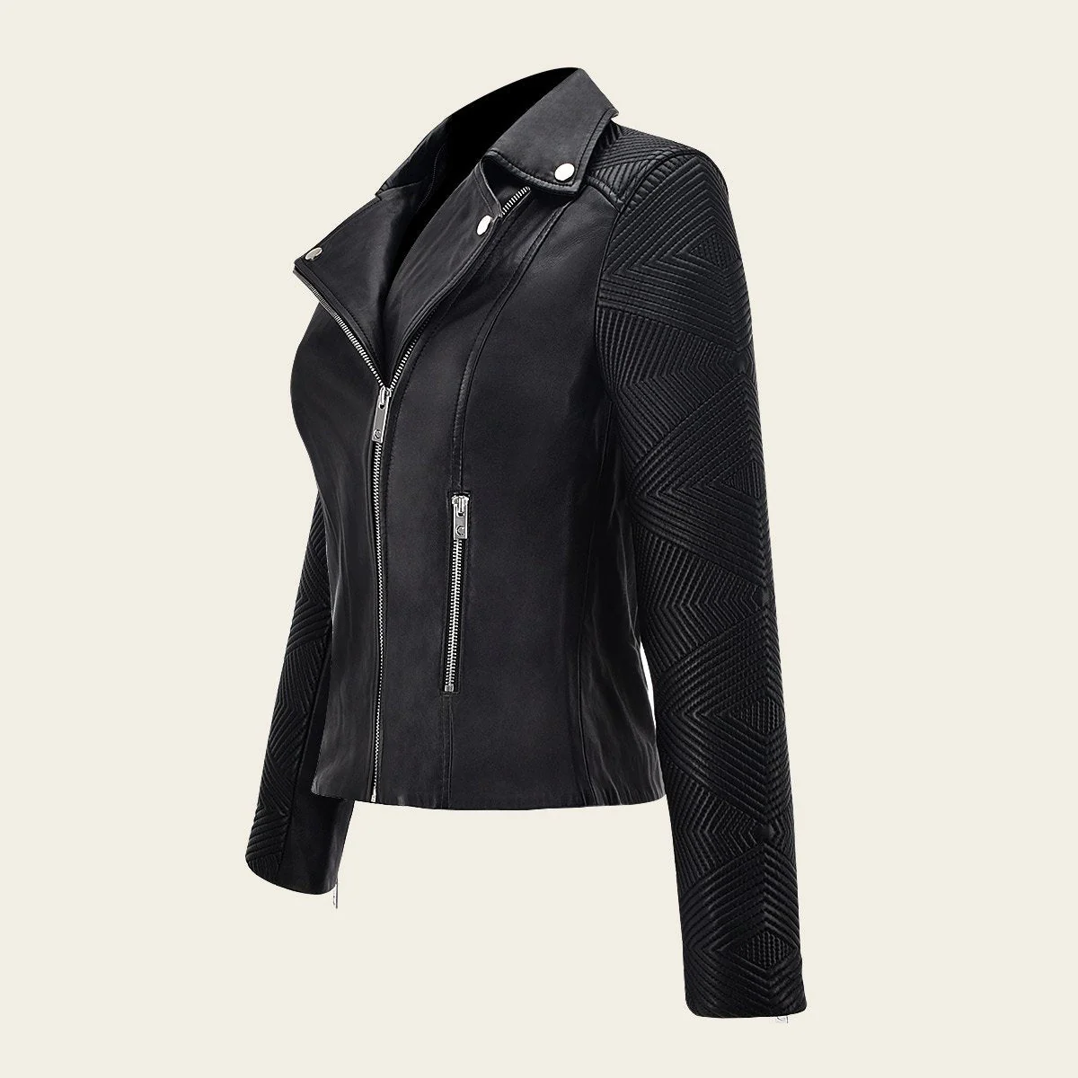 Chamarra biker en piel genuina