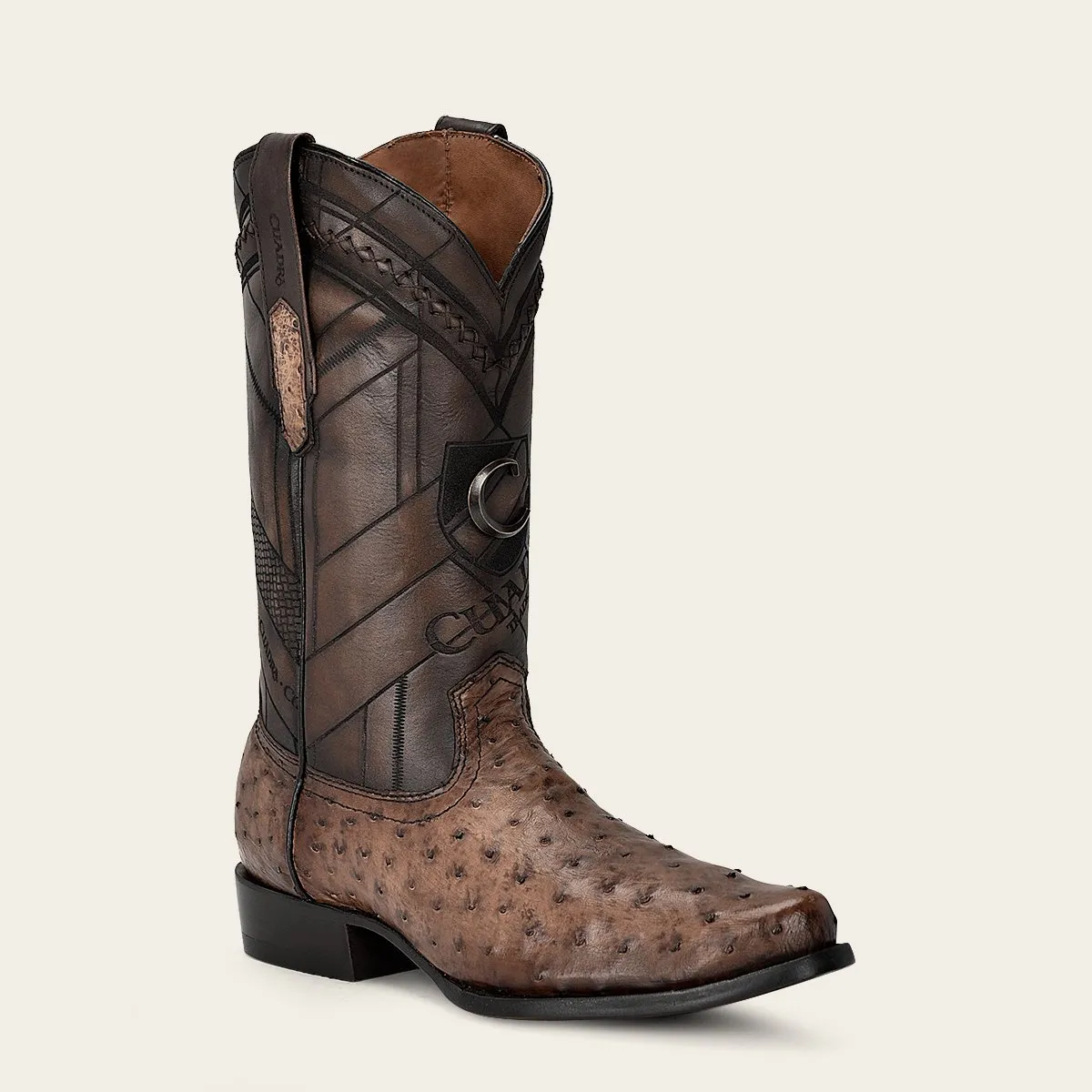 Bota en piel genuina de avestruz.