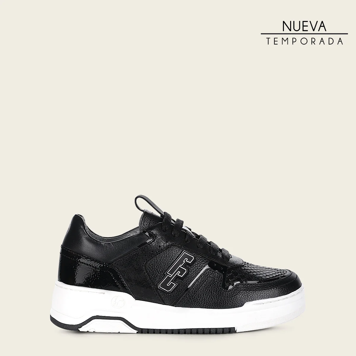Sneakers en piel genuina de pitón para dama