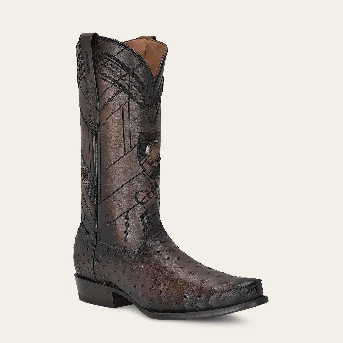 Bota en piel genuina de avestruz.