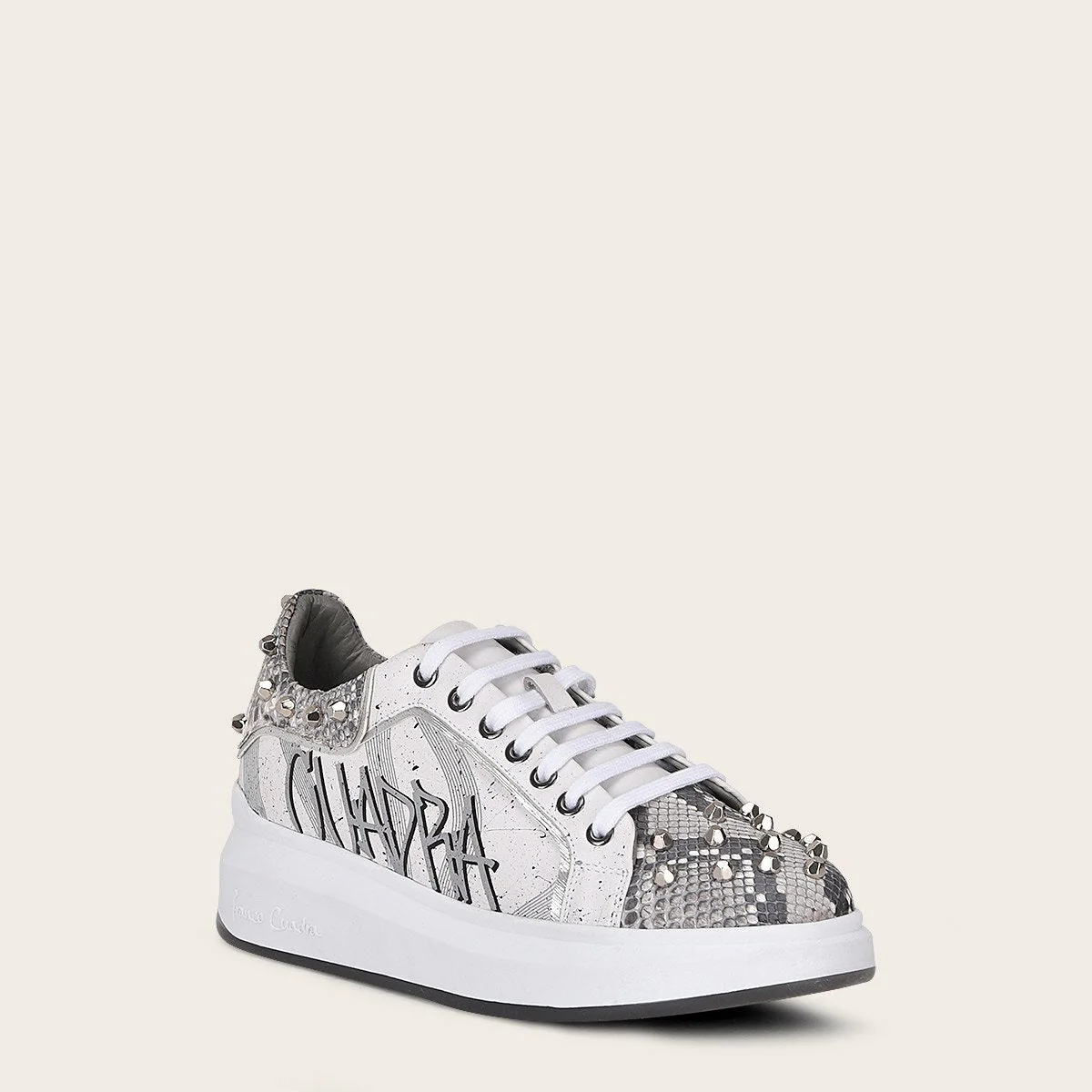 Sneakers en piel genuina de pitón