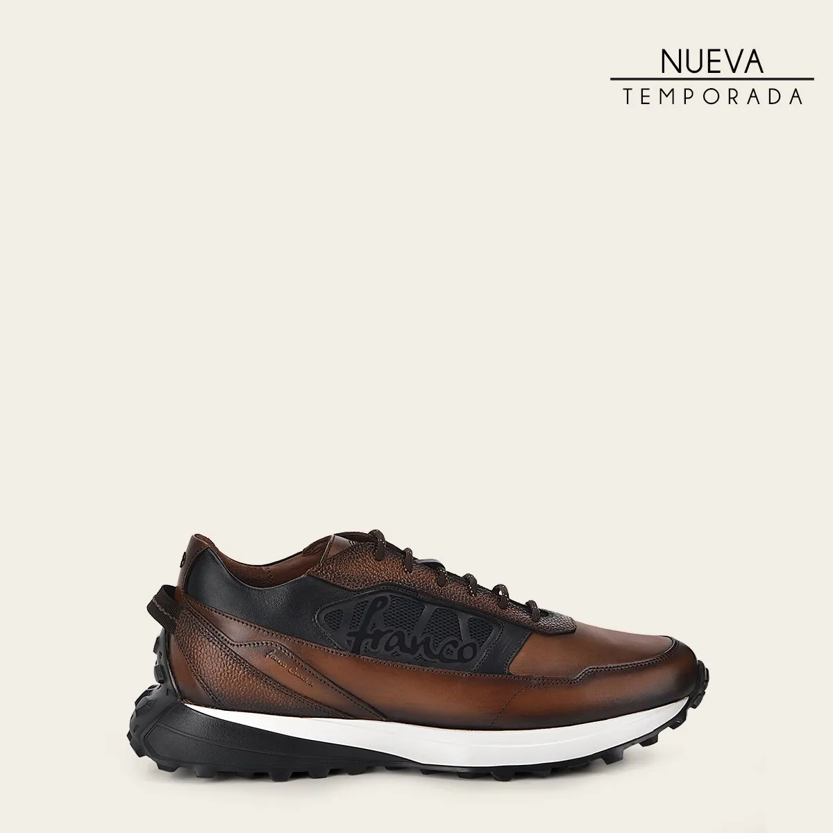 Sneakers para caballero en piel genuina .