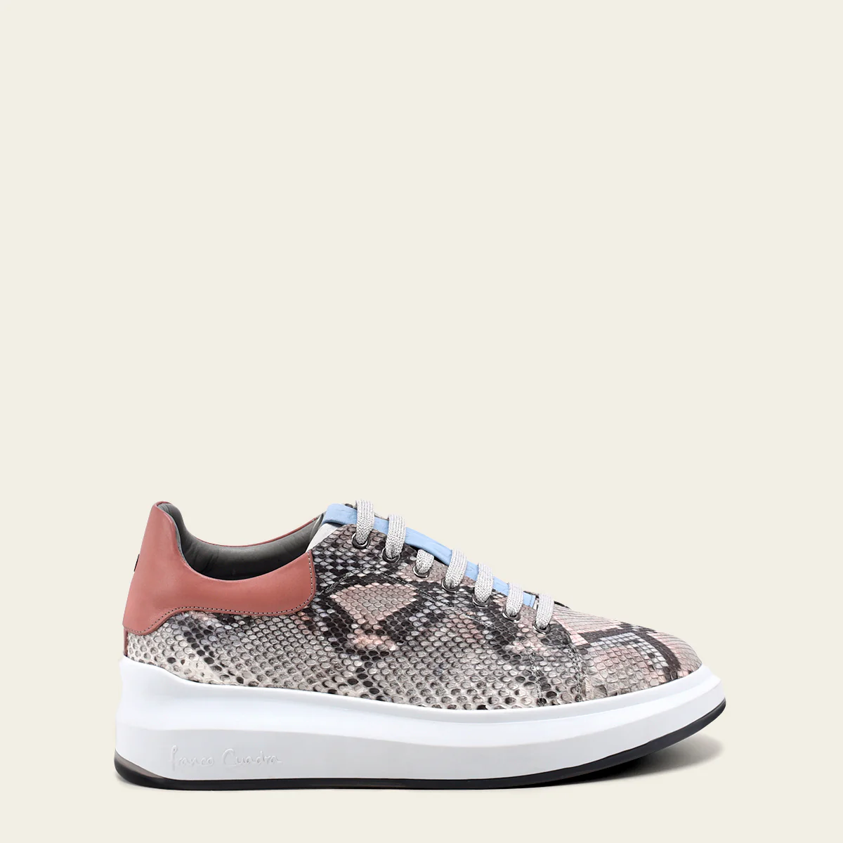Sneakers en piel genuina de pitón