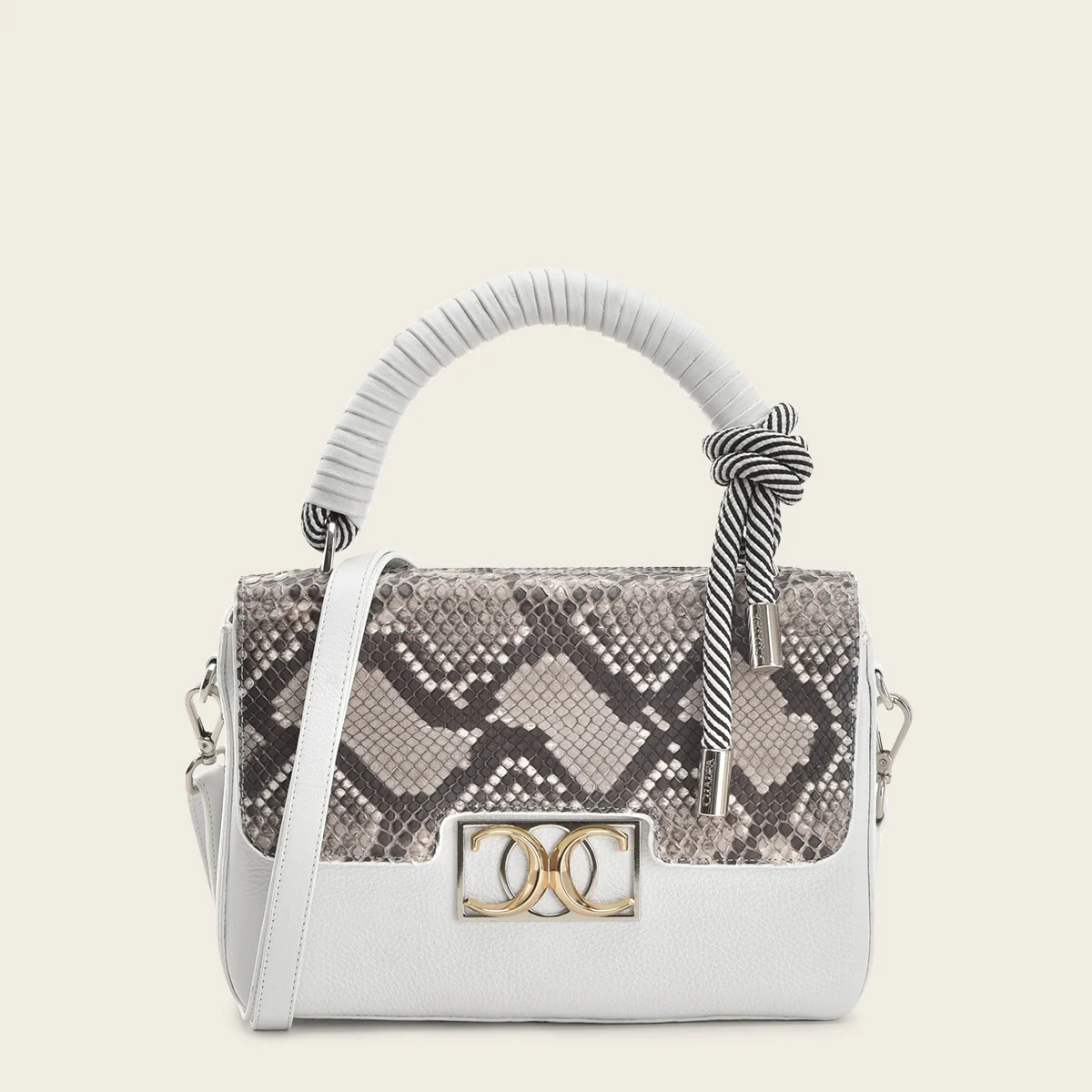 Bolso de mano en piel genuina de pitón para dama