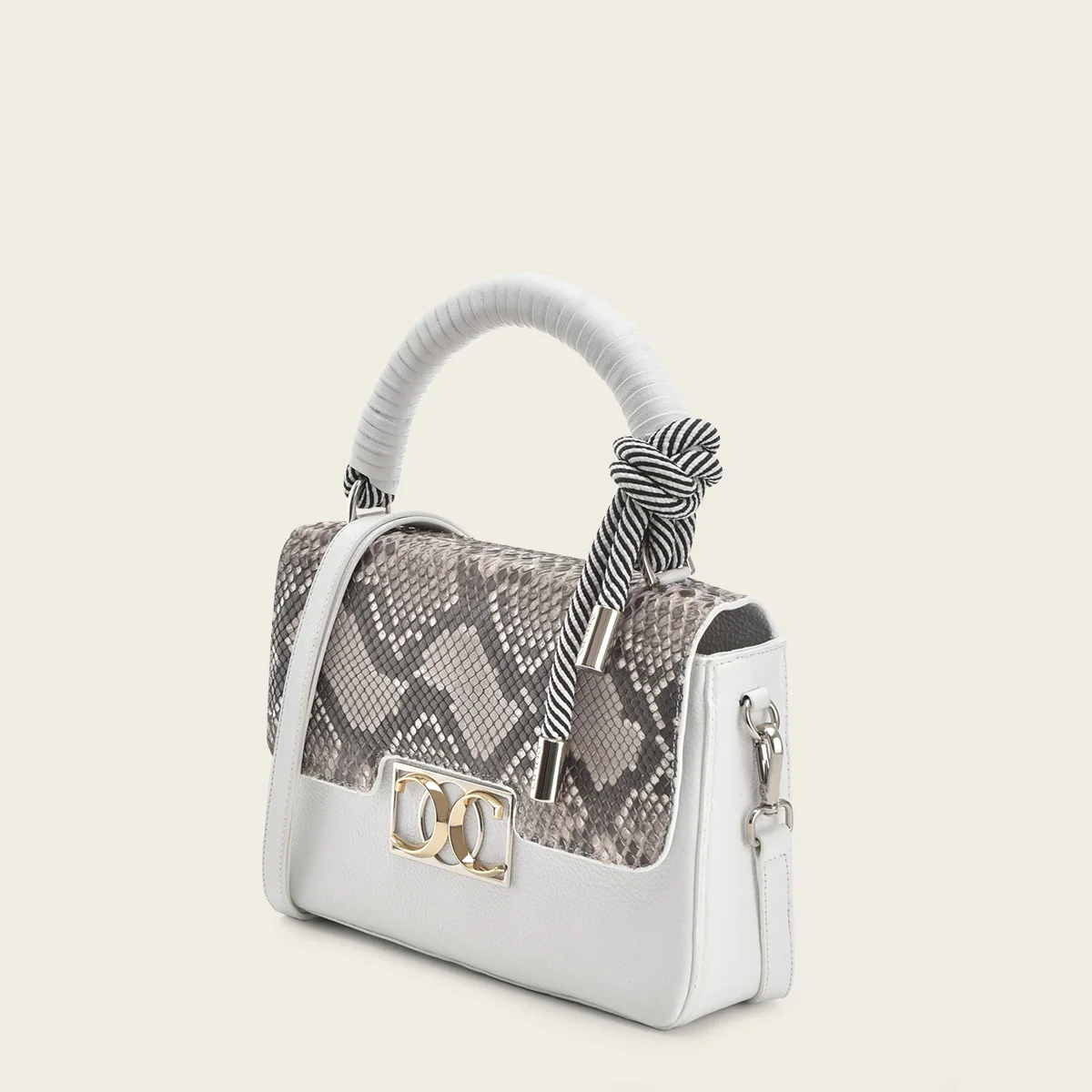 Bolso de mano en piel genuina de pitón para dama