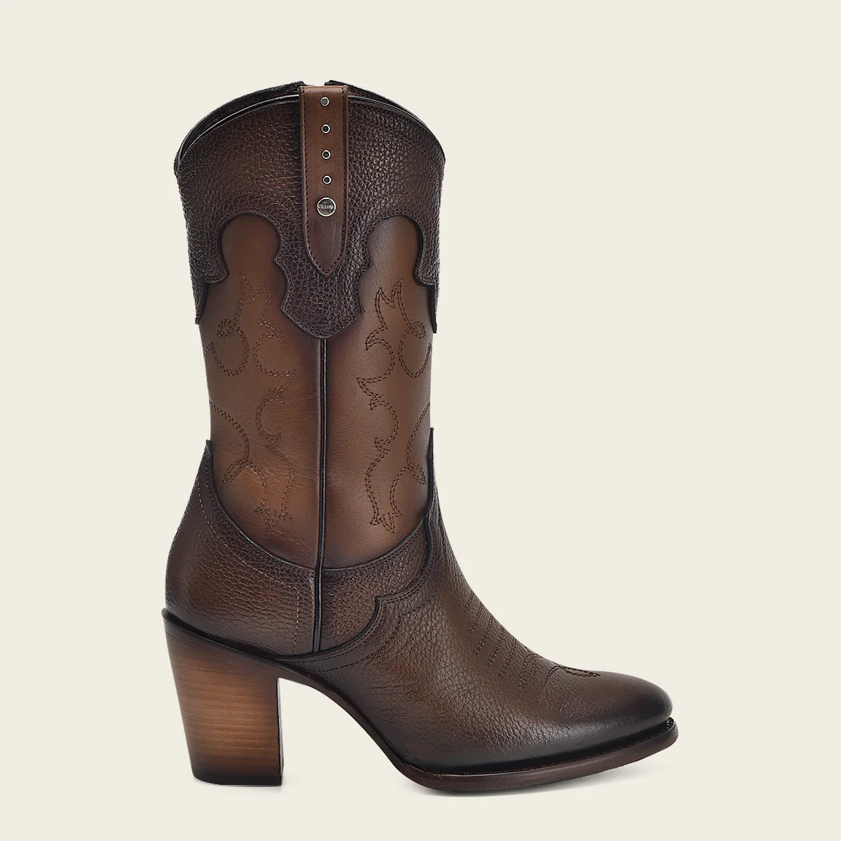 Bota western en piel genuina para dama