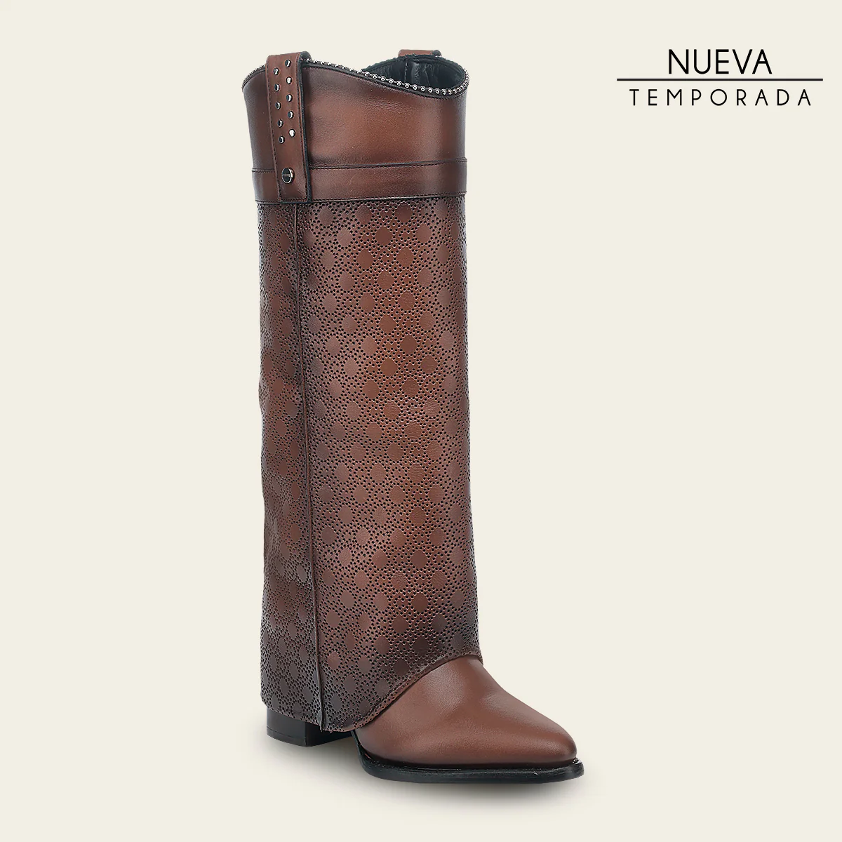 Bota western fashion en piel genuina para dama