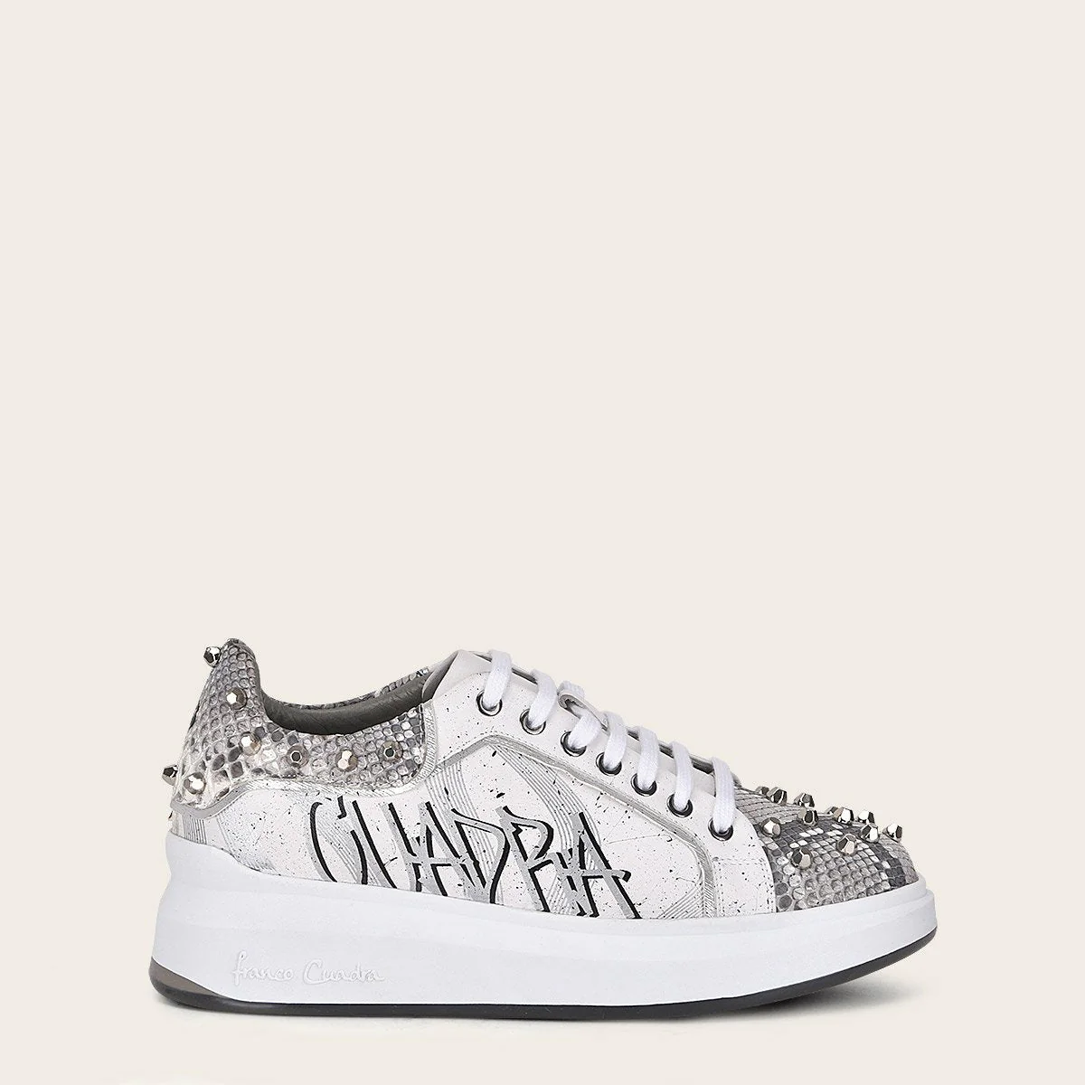 Sneakers en piel genuina de pitón