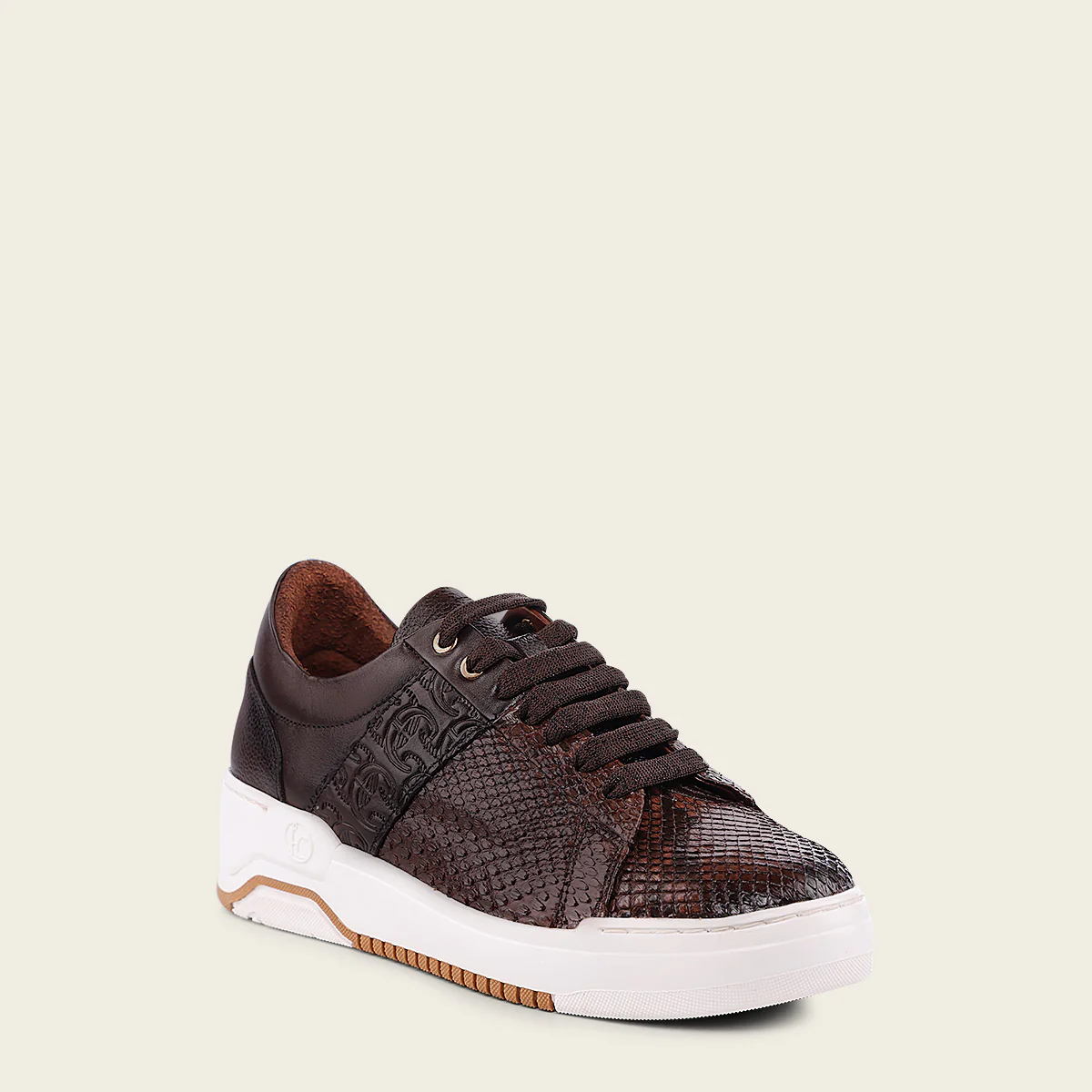 Sneakers en piel genuina de pitón