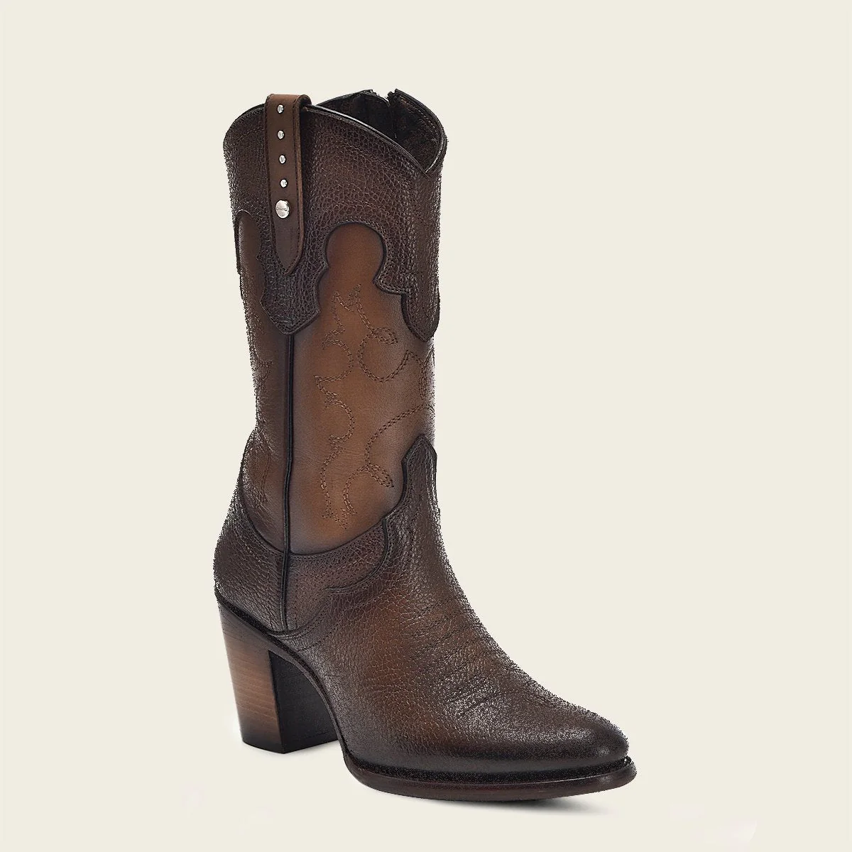Bota western en piel genuina para dama