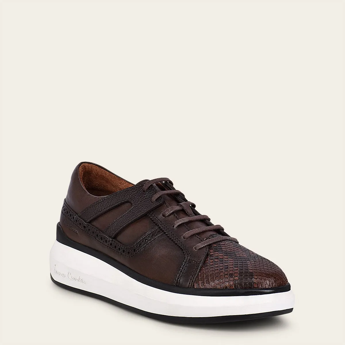 Sneakers en piel genuina de pitón
