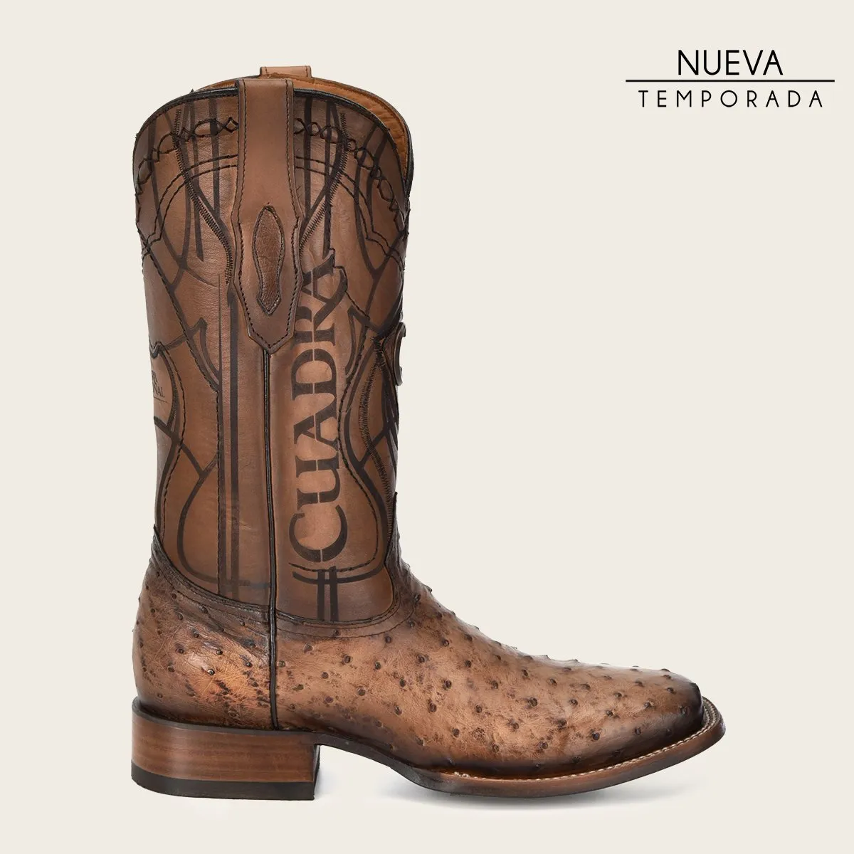 Bota rodeo en piel de avestruz.
