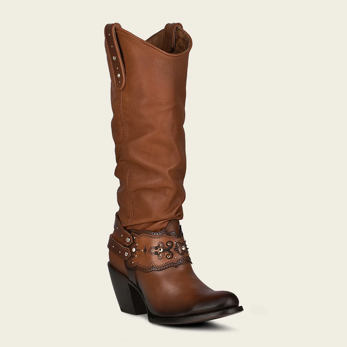 Bota western en piel genuina para dama