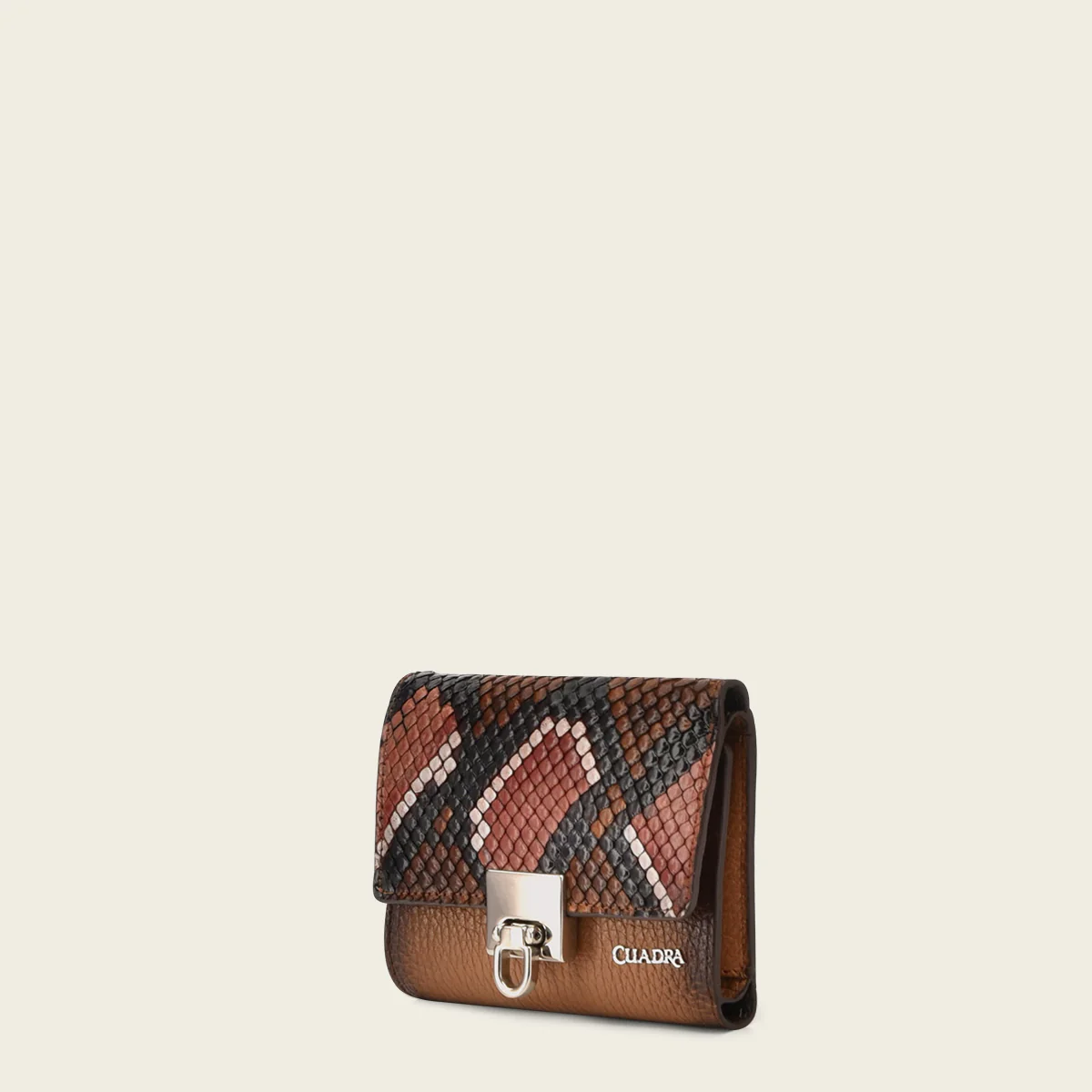 Cartera en piel genuina de pitón para dama