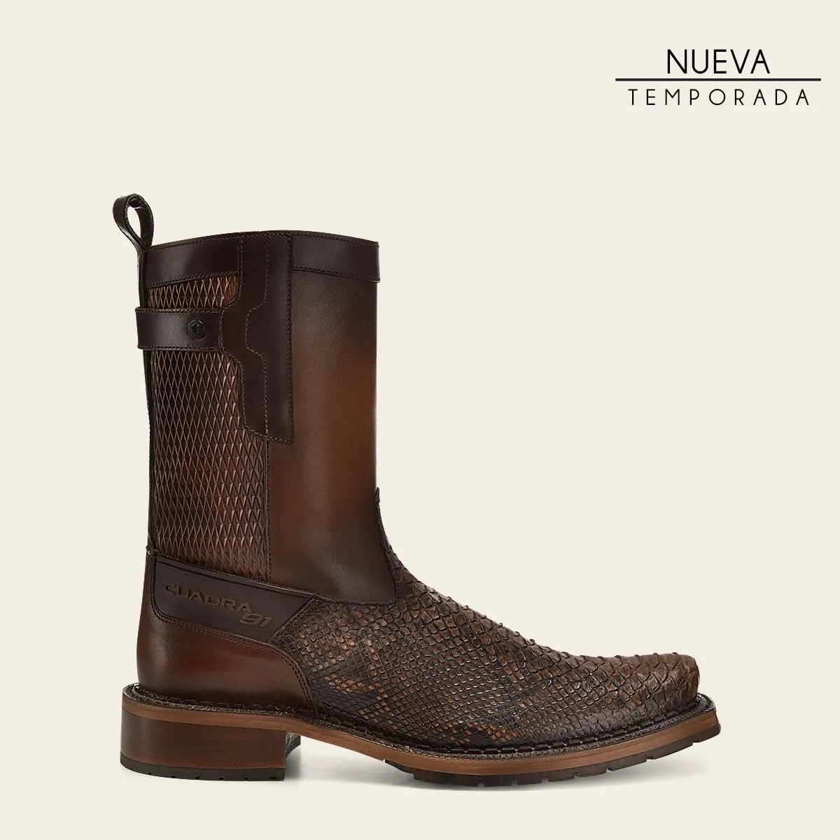 Bota en piel genuina de pitón.