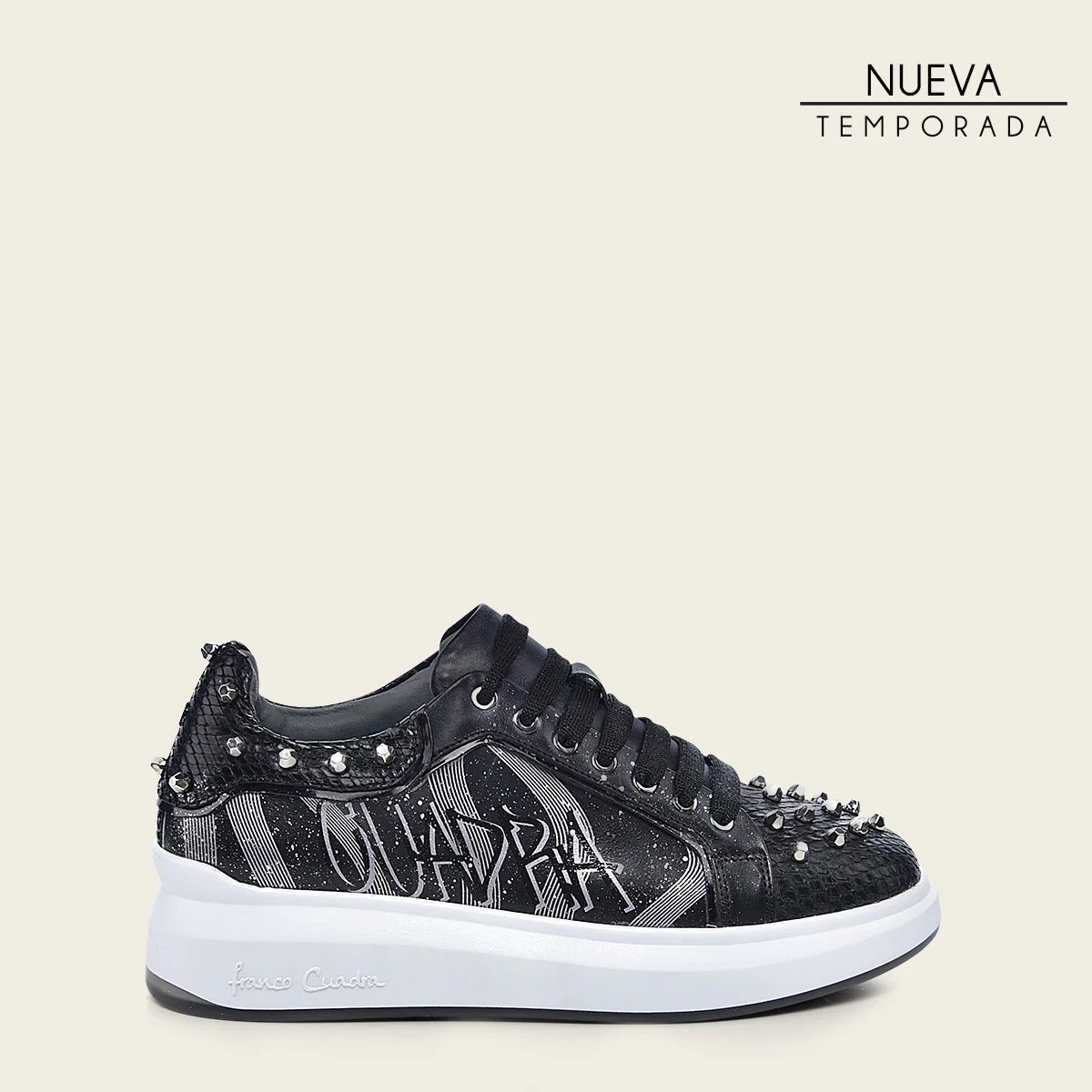 Sneakers en piel genuina de pitón para dama