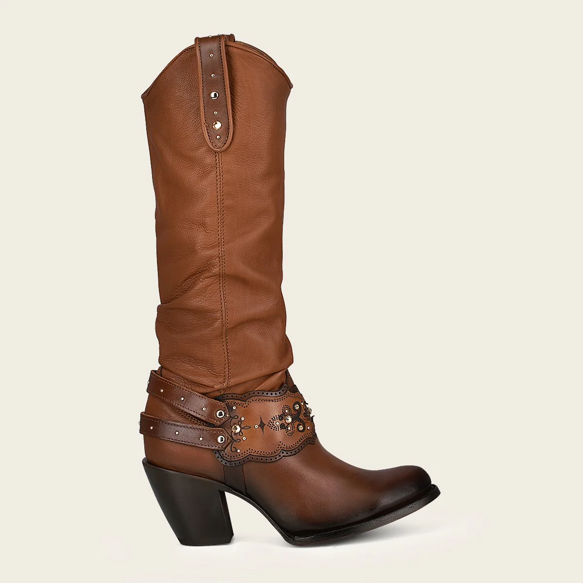 Bota western en piel genuina para dama