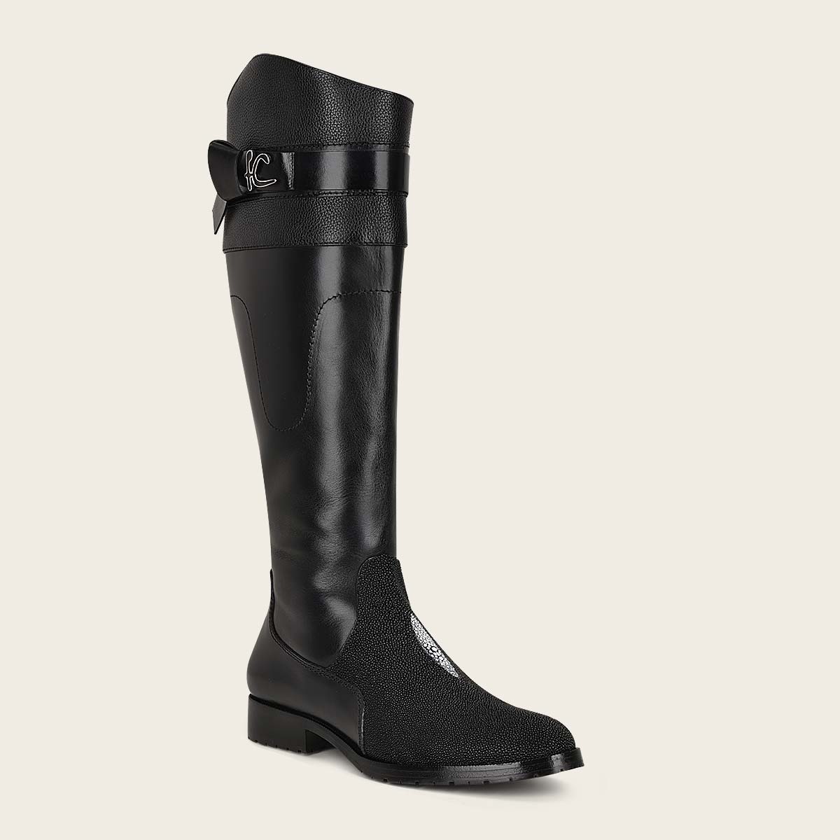 Bota alta en piel genuina de mantarraya