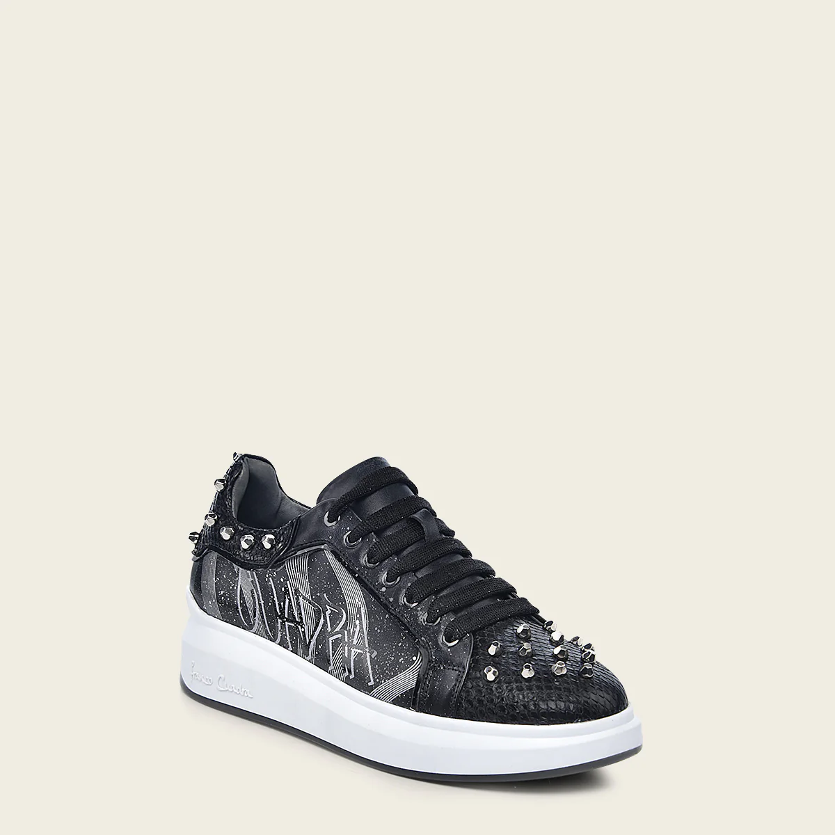 Sneakers en piel genuina de pitón para dama